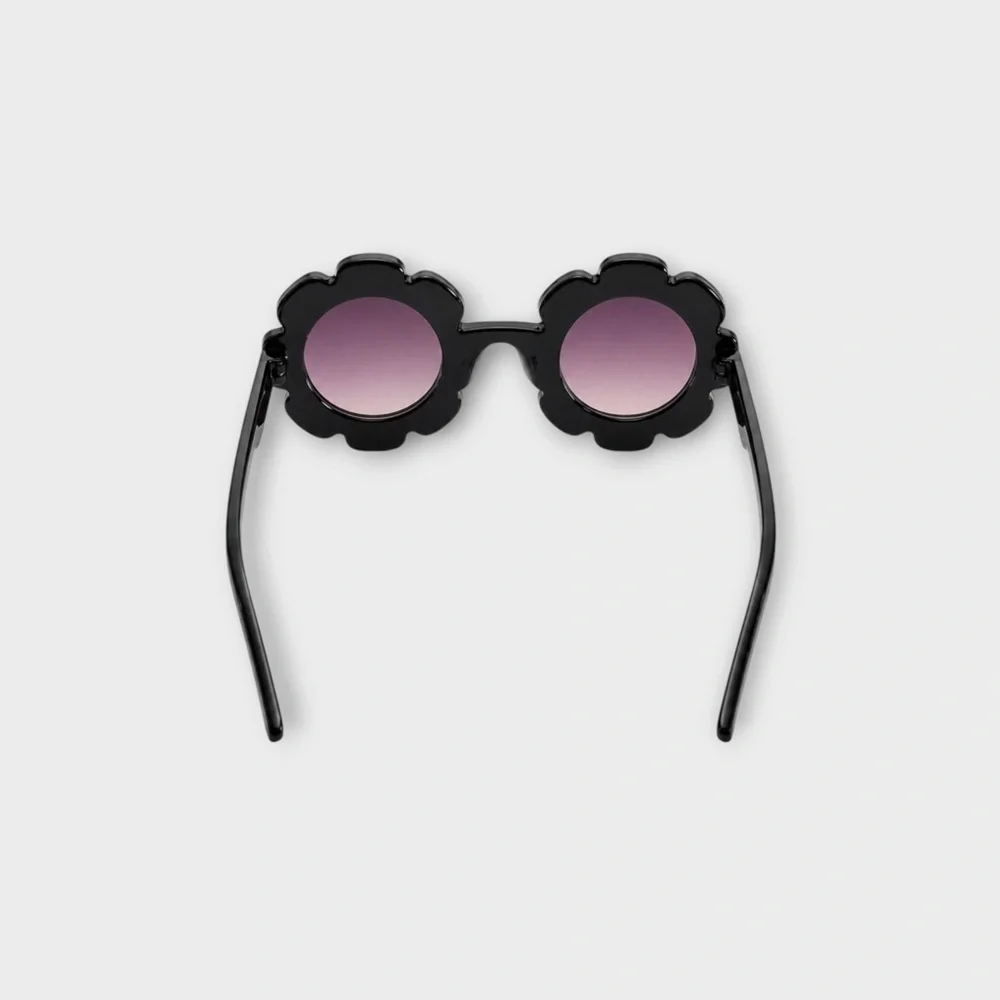 Black Flower Frame Round Sunglasses